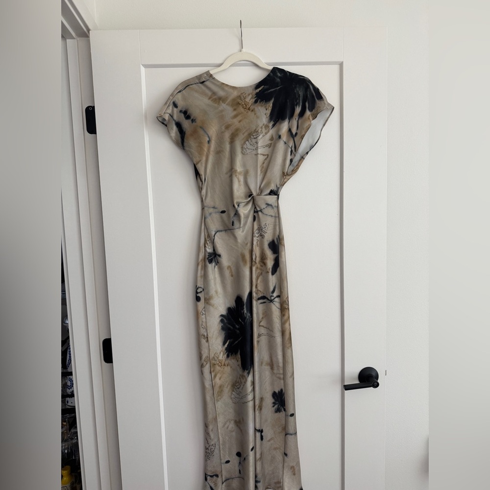 Zara Black and Tan Floral Dress - XS